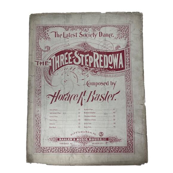 1899 Antique The Three Step RedoWa Sheet Music Horace R Basler - Picture 1 of 11